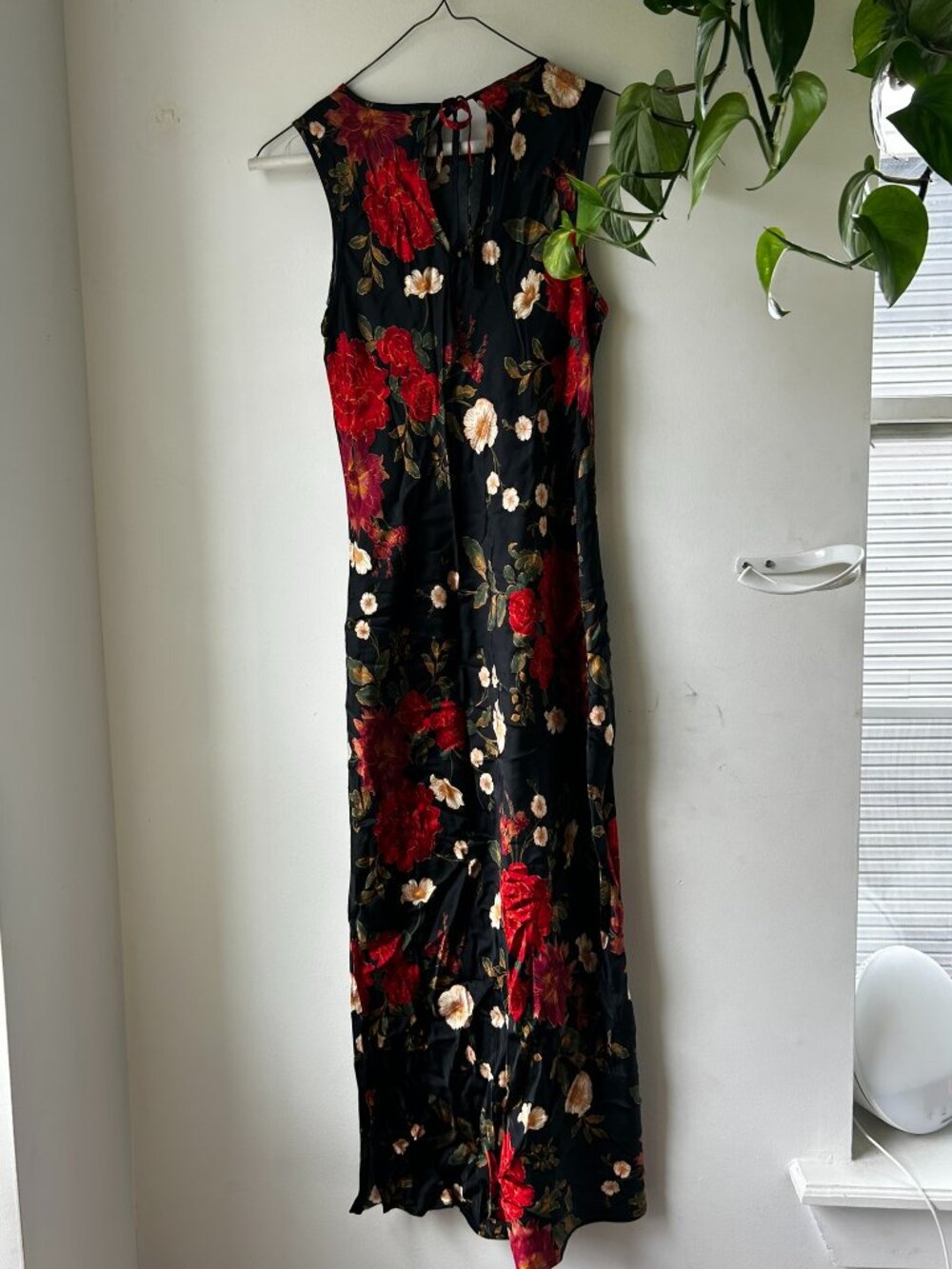 Gap Satin High-Neck Midi Dress Floral Pattern